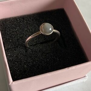 Pandora Silver Ring with Gray Stone